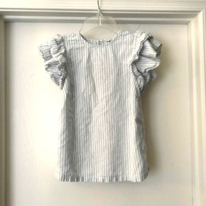 A new day women's white and baby blue vertical striped blouse, size XS